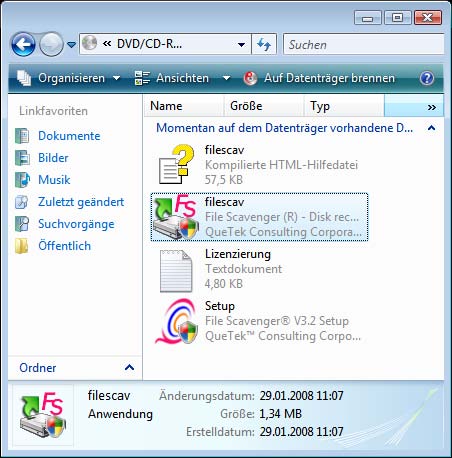 File Scavenger® starten von einer CD