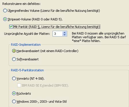 RAID-Implementation und Parität
