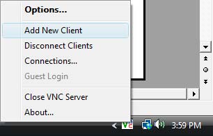 Stellen Sie eine Verbindung mit dem VNC-Client (also uns) her