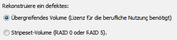 Rekonstruktion eines übergreifenden Volumes