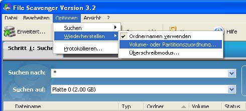 Befehle zur Auswahl der Volume-Zuordnung