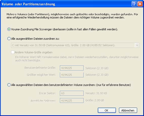 Überschreiben der Volume-Größe