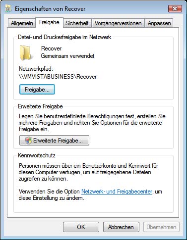 Screenshot of a shared network folder